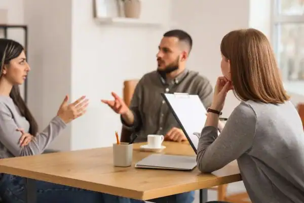 Image of couple access free mediation using family mediation voucher scheme Ferndown